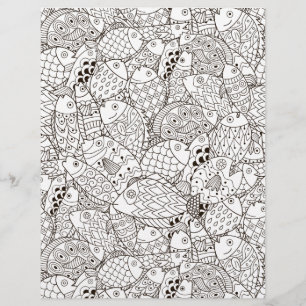 Colouring Page Funny Fish Scrapbook Paper