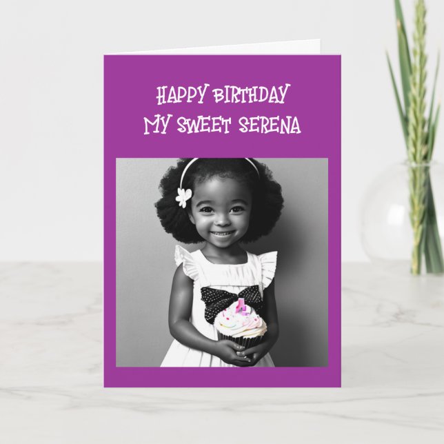 Colouring Page | Little Girl of Colour Birthday Card (Front)