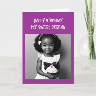Colouring Page Little Girl of Colour Birthday Card