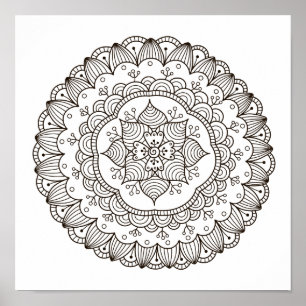 Colouring Page Mandala Flower Poster