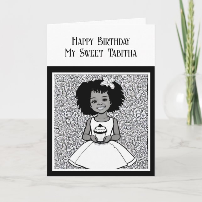 Colouring Page | Personalised Girl's Birthday Card (Front)