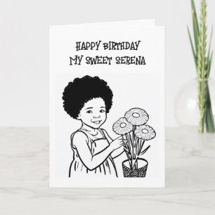 Colouring Page   Personalised Girl's Birthday Card