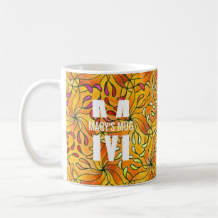 Colouring Page Personalised White Monogram & Quote Coffee Mug