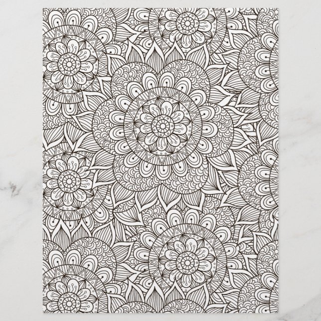 Colouring Page Summer Garden Scrapbook Paper (Front)