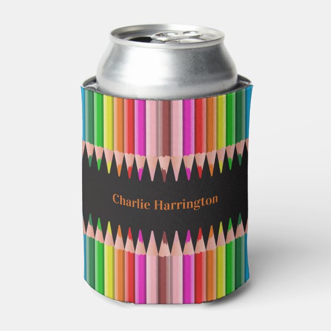 Colouring Pencils custom name Can Cooler (Can Front)