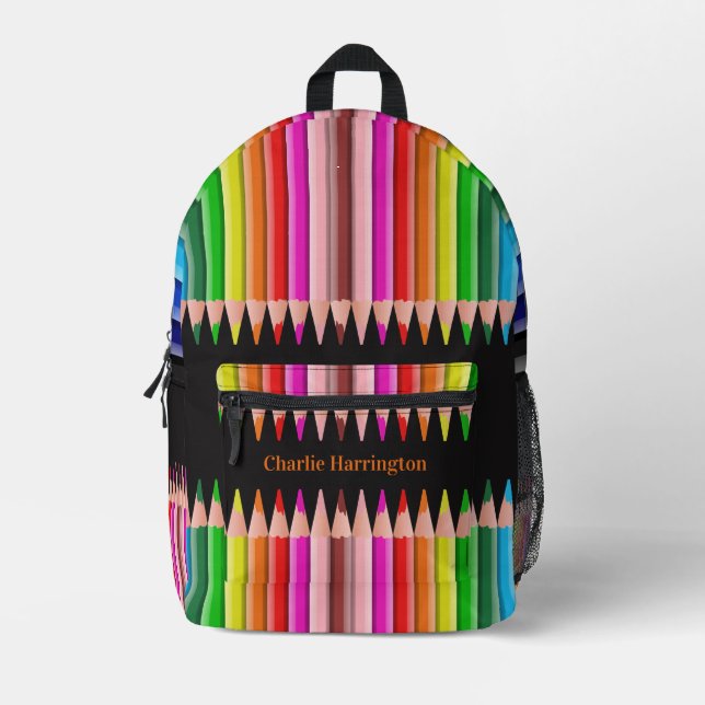 Colouring Pencils custom name Printed Backpack (Front)