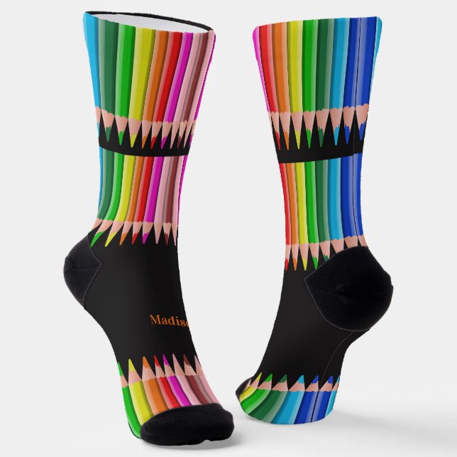 Colouring Pencils custom name Socks (Angled)