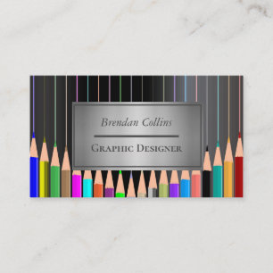 Colouring Pencils Rainbow Lines Graphic Designer Business Card