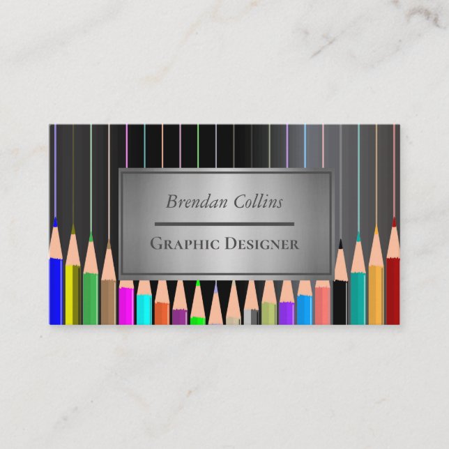 Colouring Pencils Rainbow Lines Graphic Designer Business Card (Front)