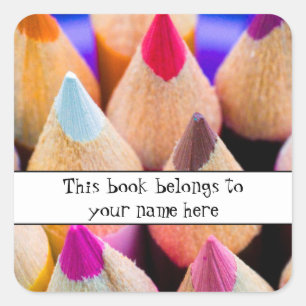 Colouring pencils "This book belongs to" sticker