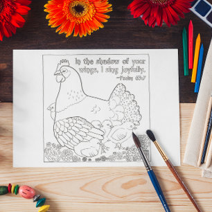 Colouring Postcard Mother Hen