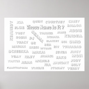 Colouring POSTER 36x24 / Unisex Names / PRINTS