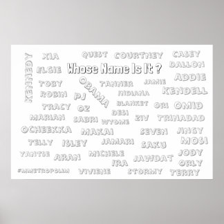 Colouring POSTER 36x24 / Unisex Names / PRINTS