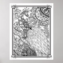 Colouring Poster "MrsDee's Majestic Peacock"