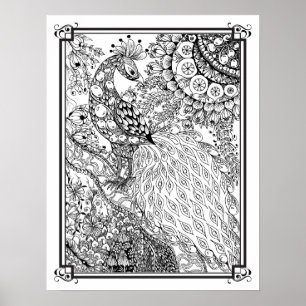 Colouring Poster "MrsDee's Majestic Peacock"