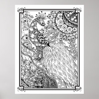 Colouring Poster "MrsDee's Majestic Peacock"