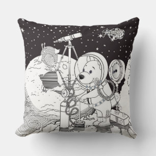 Colouring space with an astronaut puppy cushion