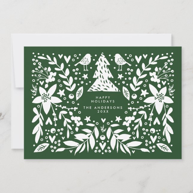 Colouring Your Botanical Christmas Themed Holiday Card (Front)
