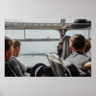 Colourized 1968 European Countryside Bus Ride Poster