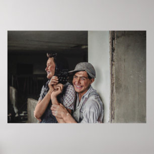 Colourized 1968 European Portrait of a Young Coupl Poster