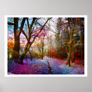 Colourized Forest Winter Landscape Poster
