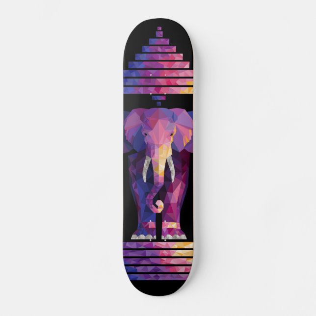 Colourized Three Headed Elephant Art Skateboard (Front)