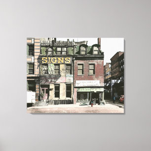 Colourized Vintage 1930's City Street Corner Scene Canvas Print