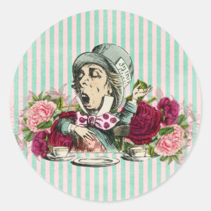 Colourized Vintage Wonderland Mad Hatter Classic Round Sticker