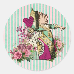 Colourized Vintage Wonderland Queen Classic Round Sticker