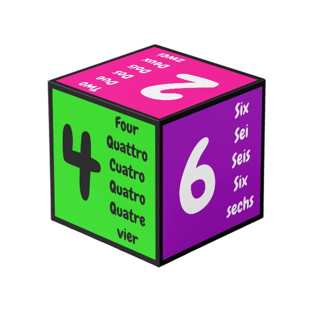 Colours and numbers cube (Back Angled)
