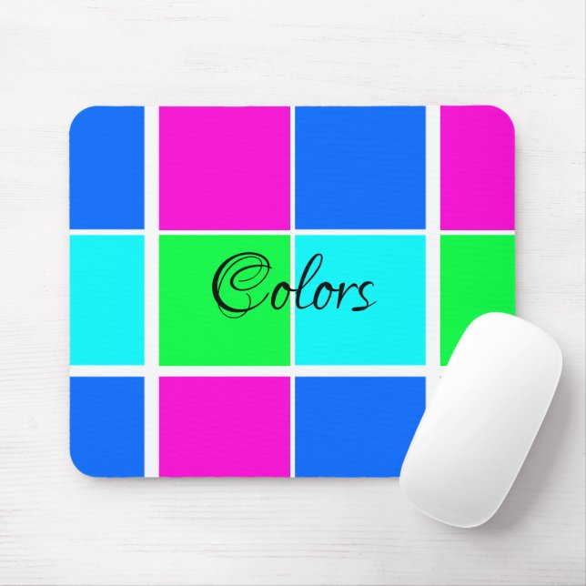 Colours Blue Pink Green  Mouse Pad! Mat (With Mouse)