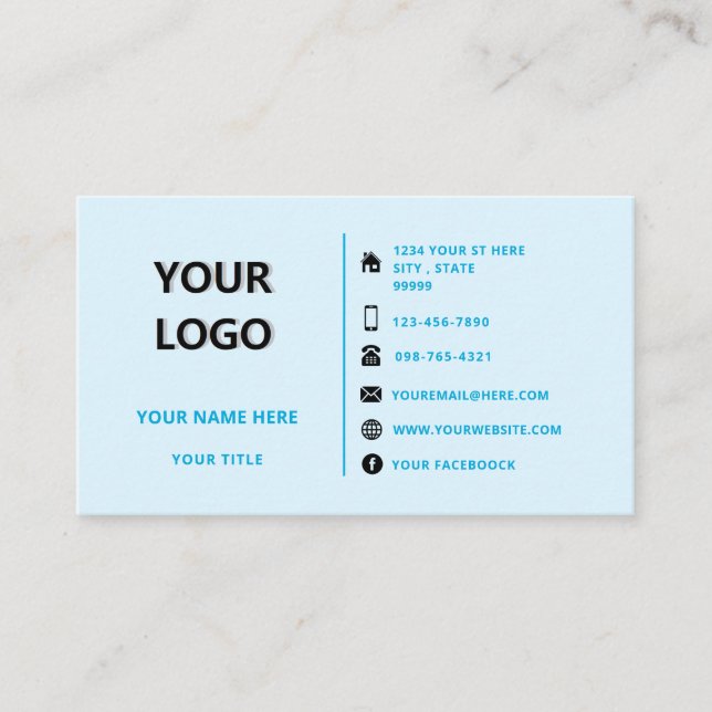 Colours Business Card with Logo Name Address Info (Front)