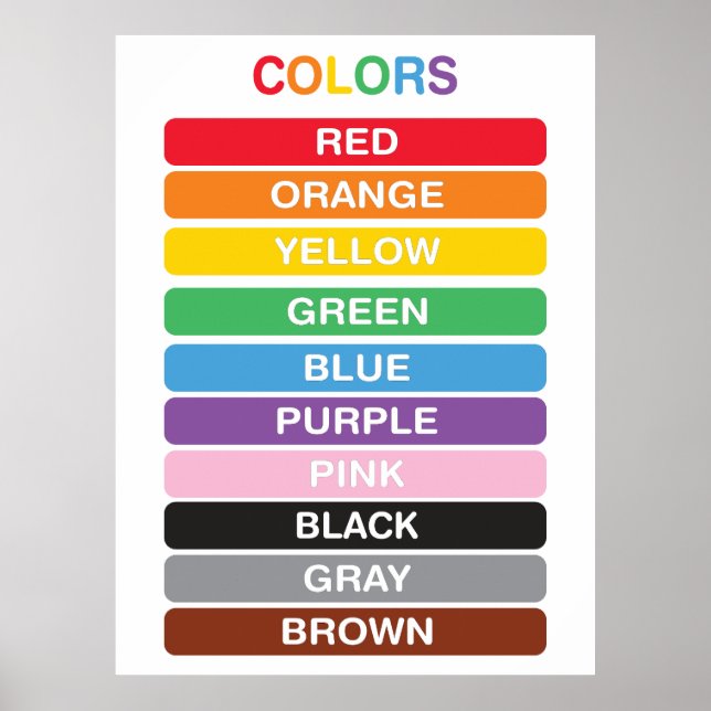 Colours Classroom Early Learning Poster (Front)