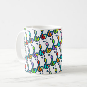 colours G clef Music Notes pattern Coffee Mug