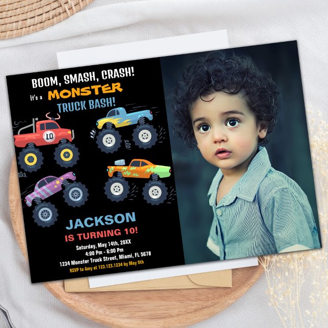 Colours Monster Truck Birthday Invitations Photo (Colours Monster Truck Birthday Invitations Photo)