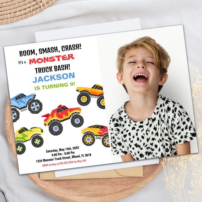 Colours Monster Truck Birthday Invitations Photo (Colours Monster Truck Birthday Invitations Photo)