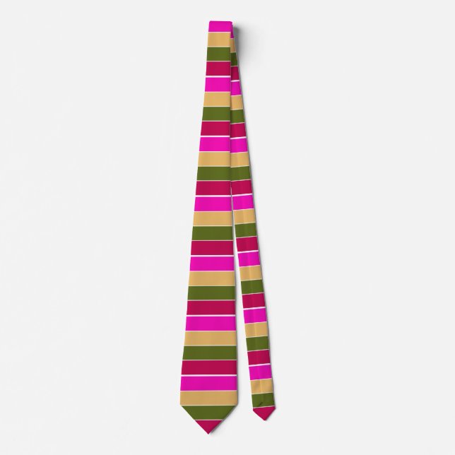 Colours of A Hot Pink Flower Stripes Tie (Front)