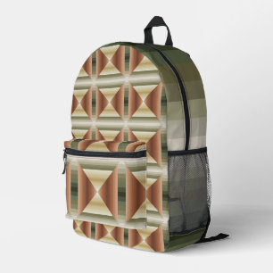 Colours Of Brown, Green And Tan Striped Pattern Ar Printed Backpack