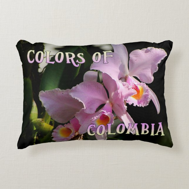 Colours of Colombia Cattleya Orchid Accent Pillow (Front)