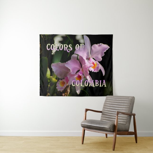 Colours of Colombia Cattleya Orchid Wall Tapestry (In Situ (Horizontal))