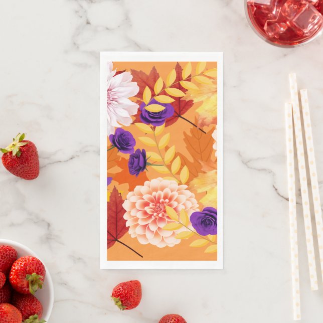 Colours of Fall Flowers Napkin (Insitu)