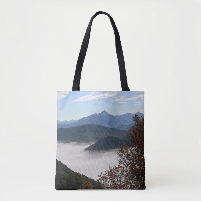 Colours of Fall with morning fog.... Tote Bag (Front)