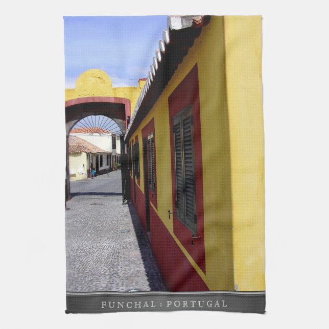 Colours of Funchal (Portugal) Kitchen Teatowel Tea Towel (Vertical)