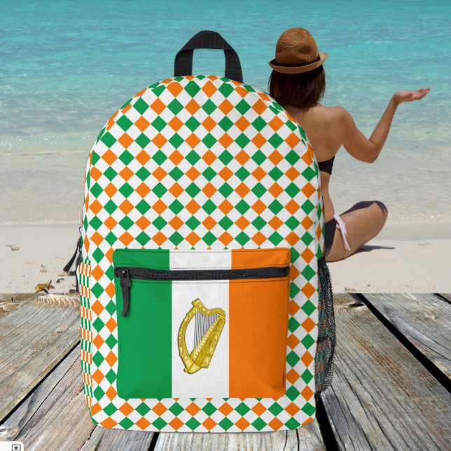 Colours of Ireland backpack, Harp, Irish Flag Printed Backpack (Creator Uploaded)