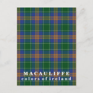 Colours of Ireland Clan MacAuliffe Tartan Postcard