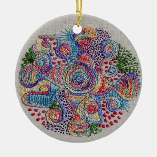 Colours of Life Mandala Ceramic Tree Decoration (Front)