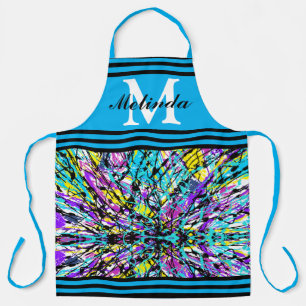 Colours of Life Vivid Abstract Art Monogram Initia Apron