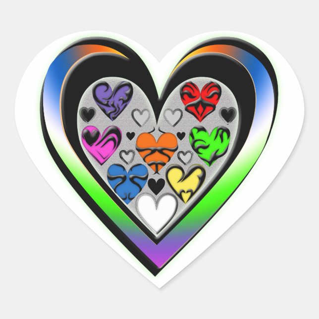 Colours of Love Heart Sticker (Front)