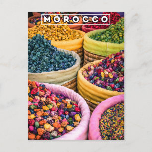 Colours Of Marrakech Red Medina Spices Shop Postcard