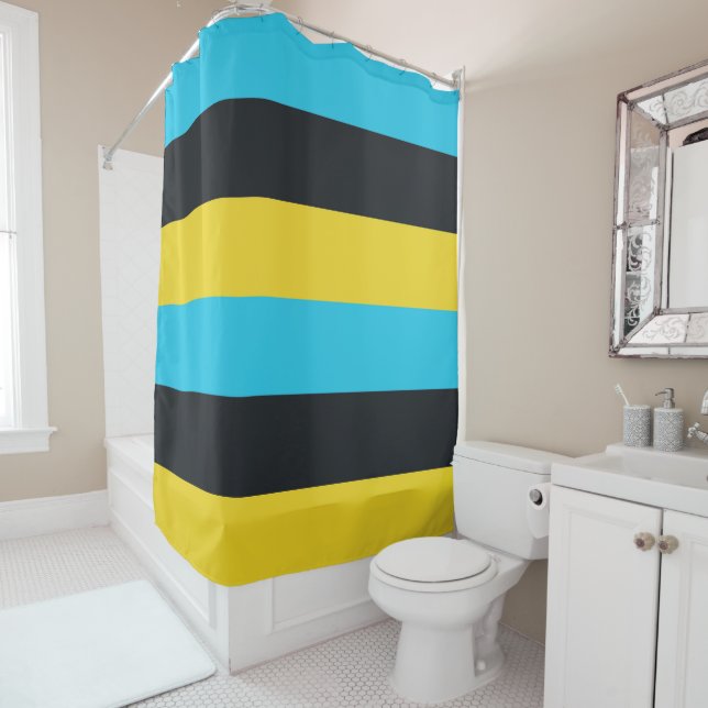 Colours of Nassau Flag Shower Curtain (In Situ)